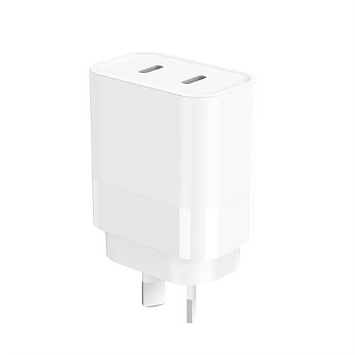 20W Dual Port USB-C x2 PD Charger Power Adapter (AU Plug) (White) (Without Packaging)