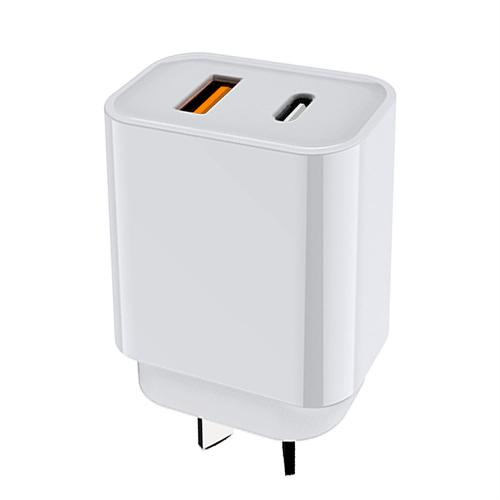 20W Dual Port USB-A+USB-C PD Charger Power Adapter (AU Plug) (White) (Without Packaging)
