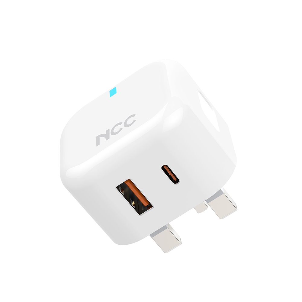 NCC 20W Charger UK Plug USB-A & USB-C Fixed Pins