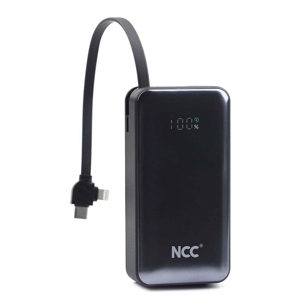NCC BP17 10000mAh Fast Charge Power Bank 22.5W Electroplated Surface with USB-C and Lightning Cable