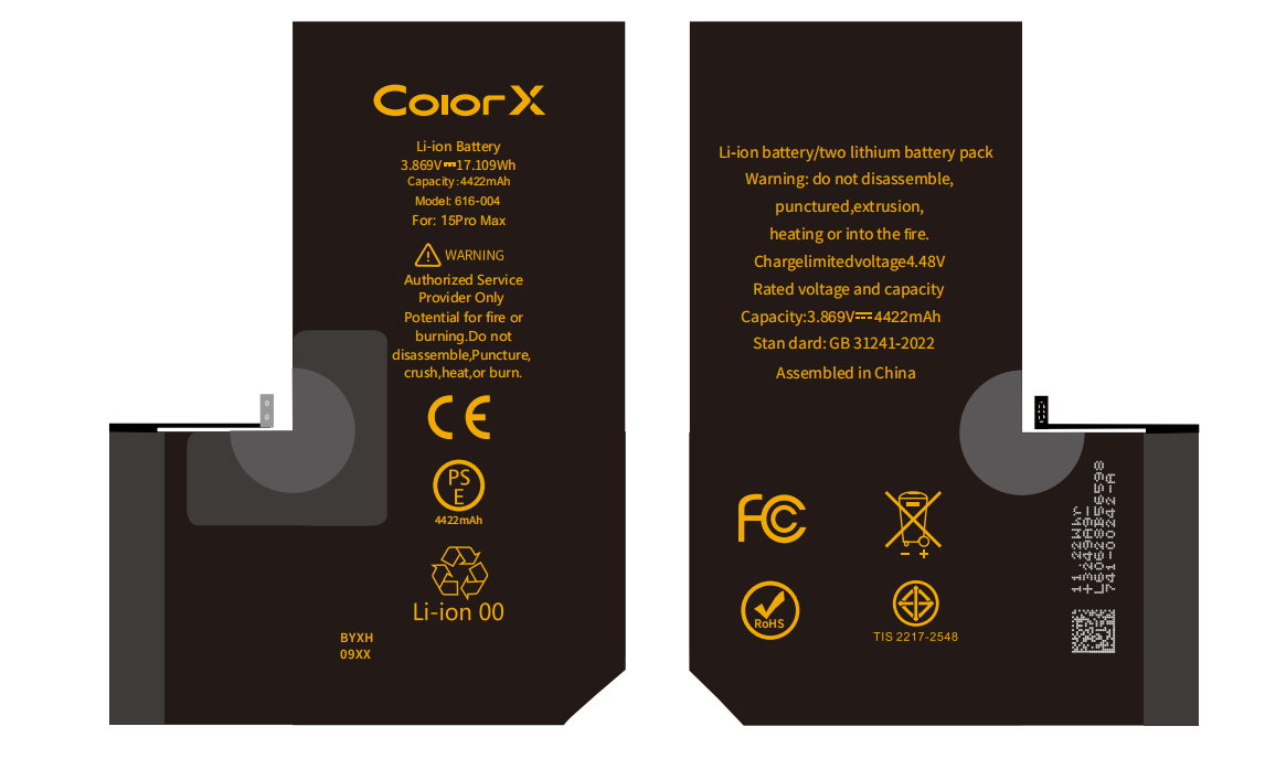 ColorX Diagnostic battery for iPhone 15 Pro Max