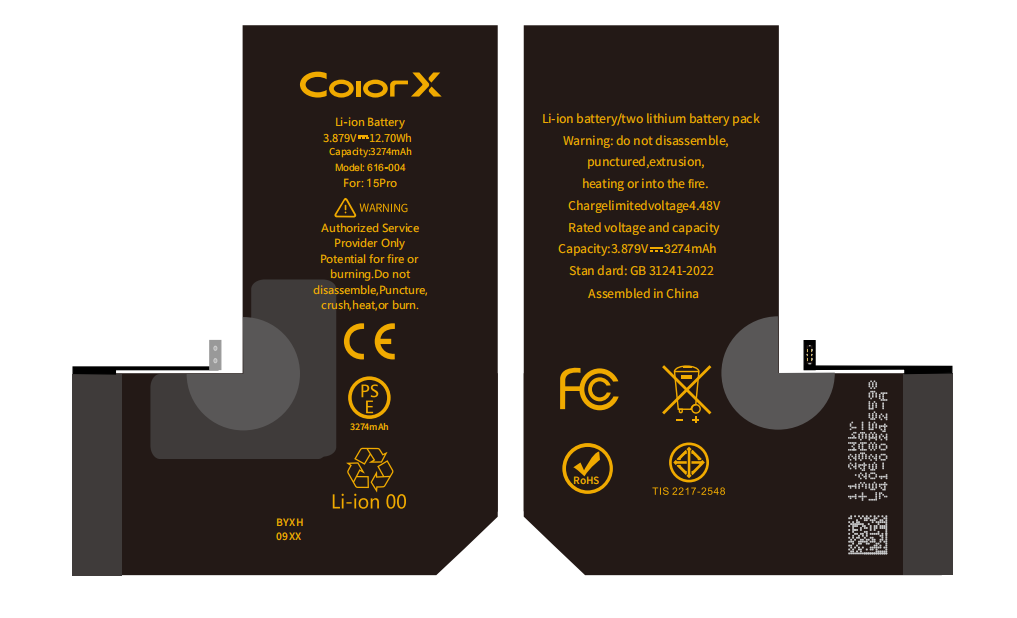 ColorX Diagnostic battery for iPhone 15 Pro