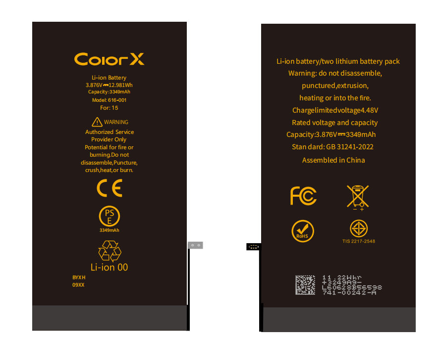 ColorX Diagnostic battery, Suitable for iPhone 15