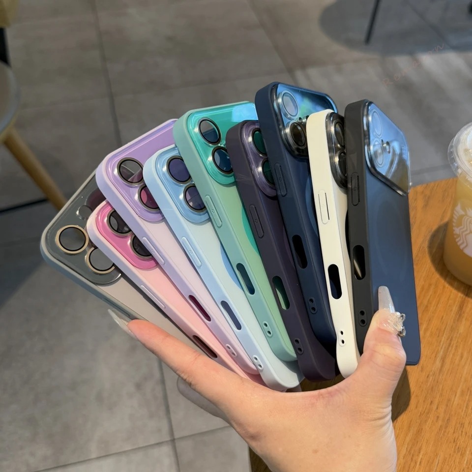 Official Original Magnetic Phone Case For iPhone Series Magsafe Big Window Charging Protector Cover