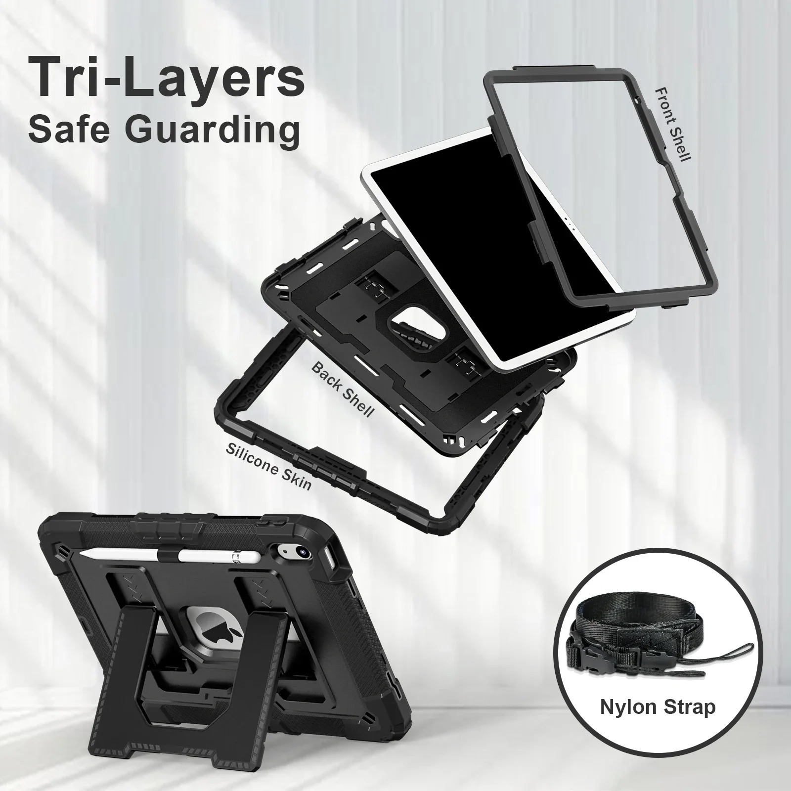 Silicone Full-Body Case with Stand & Carrying Feature for iPad Series
