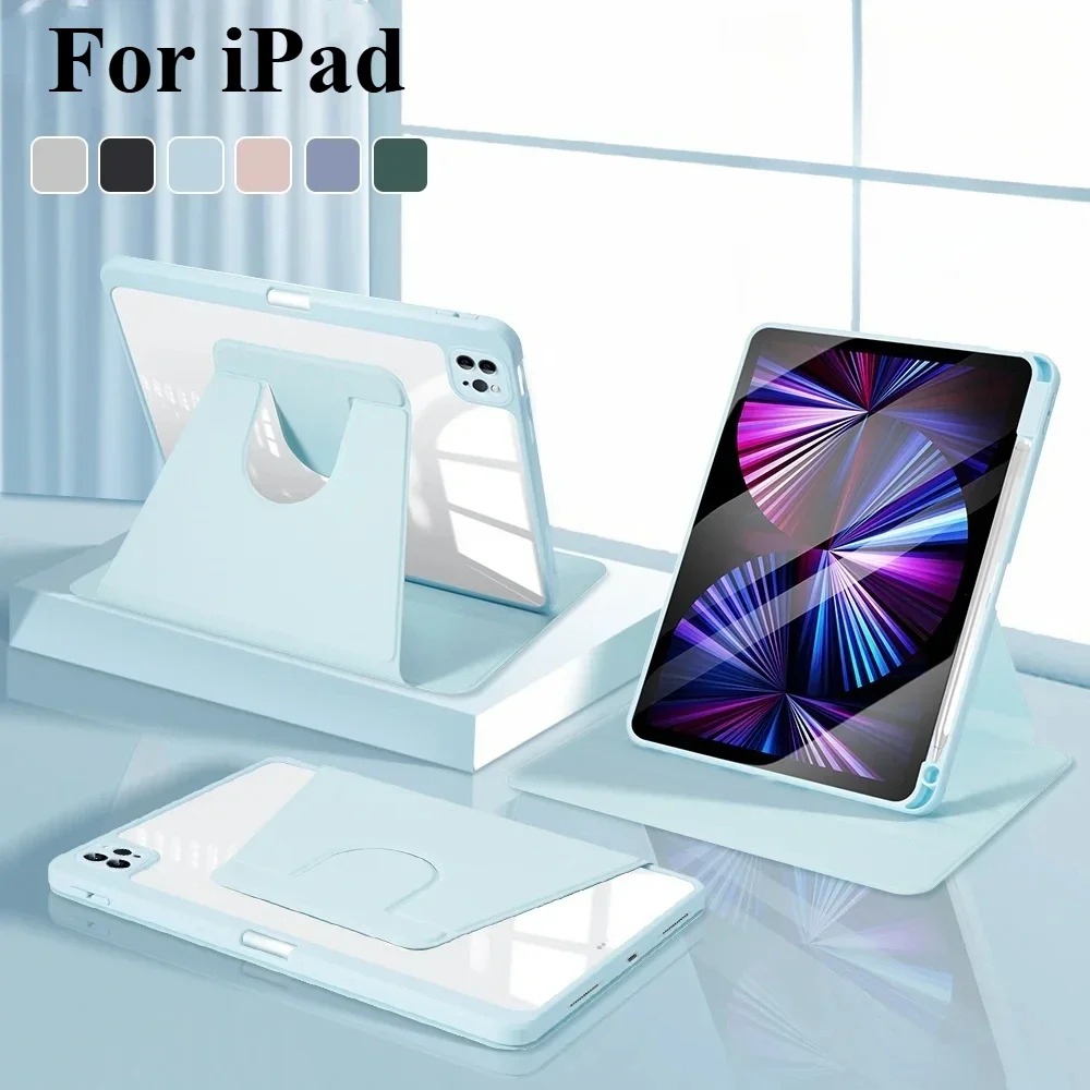 Acrylic Rotatable Case with Pencil Slot for iPad Series