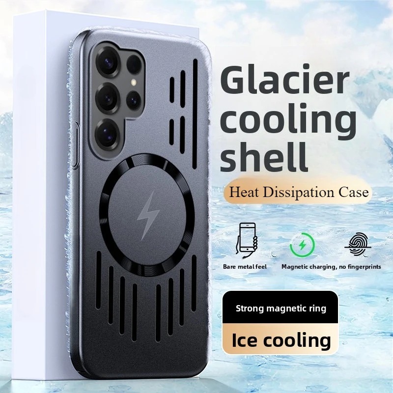 Full Lens Coverage Wireless Charging Metal Magnetic Phone Case for Samsung Series