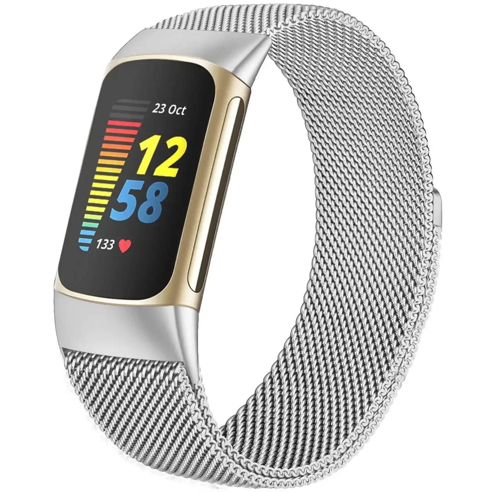Magnetic Loop Band for Fitbit Charge 6 5 Stainless Steel Replacement Wristband Breathable Magnetic Clasp Bracelet