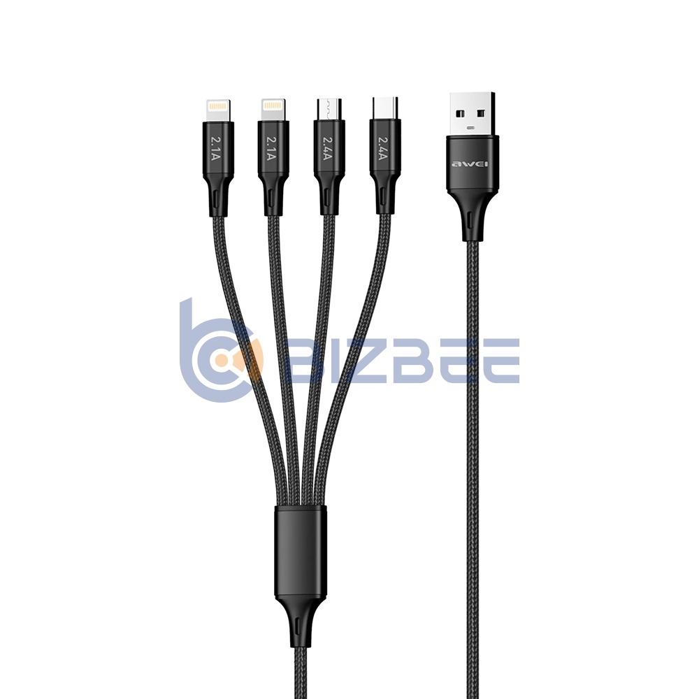 AWEI CL-129 4 in 1 (Lightningx2+Type C+Micro) Charging Cable
